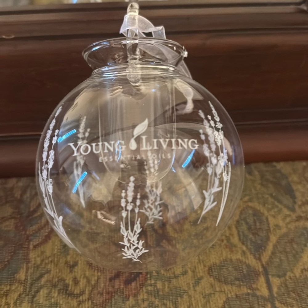 Young Living Essential Oils Glass Globe Christmas Tree Ornament w/ Reed Diffuser